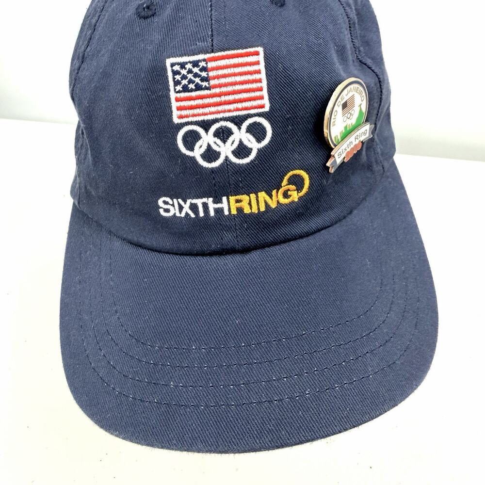 Team USA Olympic Sixth Ring Embroidered Navy Blue Ball Cap Adult OS w/Pin - Picture 5 of 9